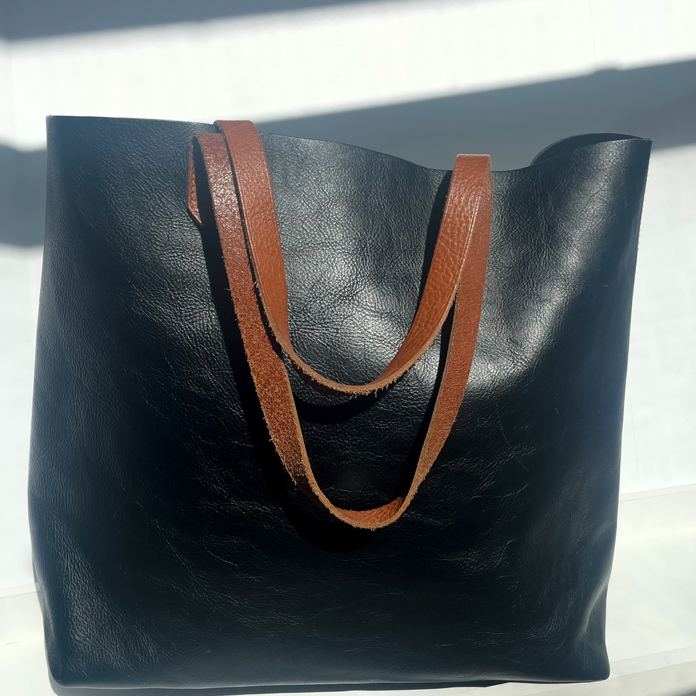MADEWELL Large Black Transport Tote with Tan Handles - Picture 6 of 11
